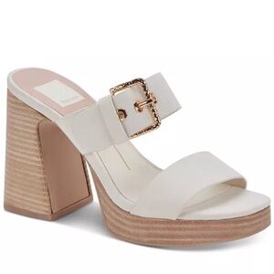 Dolce Vita Landry Block Heel Mules - Ivory & Gold